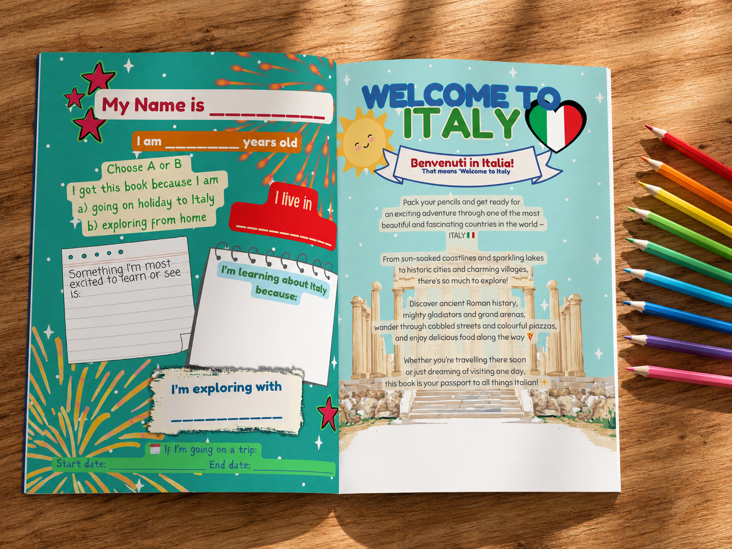 Colour The World: Italy Adventure Activity Book